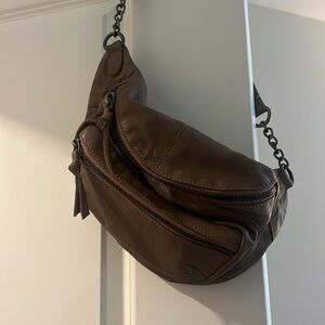 Brown Free People Studded Strap Crossbody Bag